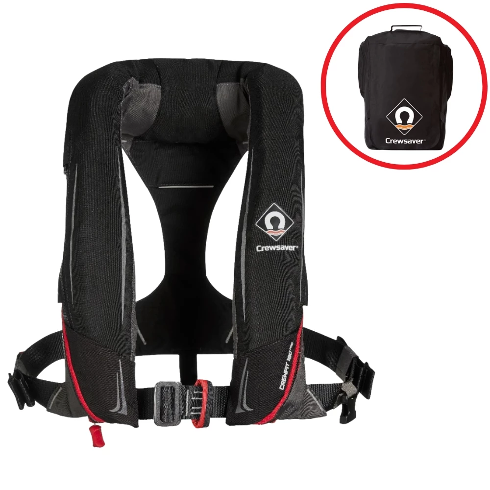 Crewsaver Crewfit 180 Pro Auto Harness Life Jacket - Black Red