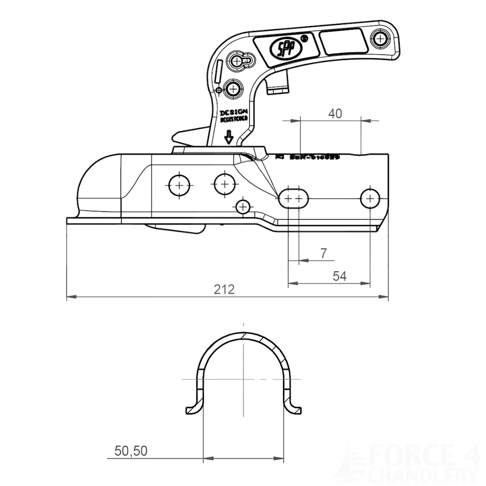 Pressed Steel 1300kg Trailer Hitch Coupling 35-50mm Round Drawbars