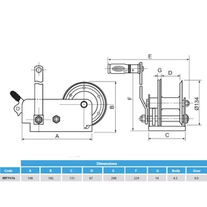 Maypole Heavy Duty 2-Speed Trailer Winch with Brake 1100kg
