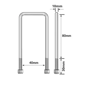 Maypole Boat Trailer U-Bolt & Nuts - 40 X 80mm 