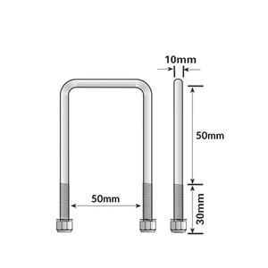 Maypole Boat Trailer U-Bolt & Nuts - 50 X 50mm