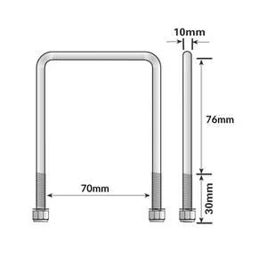 Maypole Boat Trailer U-Bolt & Nuts - 70 X 76mm 