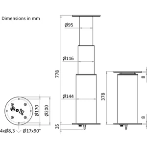 Osculati Electric 3 Stage Round Table Pedestal