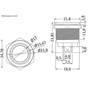 Osculati Flat Stainless Steel Switch ON-OFF Blue LED 
