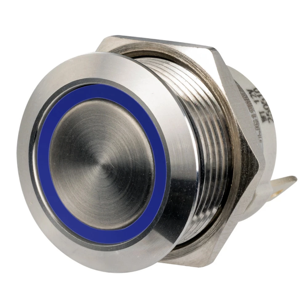 Osculati Flat Stainless Steel Switch (ON)-OFF Blue LED