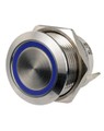 Flat Stainless Steel Switch (ON)-OFF Blue LED