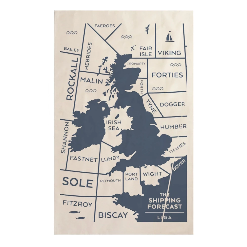 Shipping Forecast Organic Tea Towel
