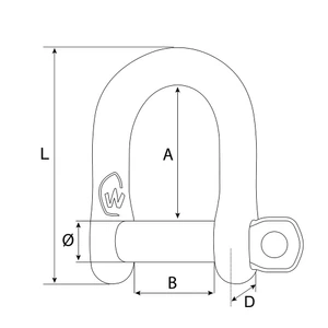 Wichard HR (High Resistance) D Shackle 